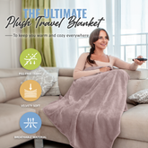 Plain Packable Travel Blanket - Pink